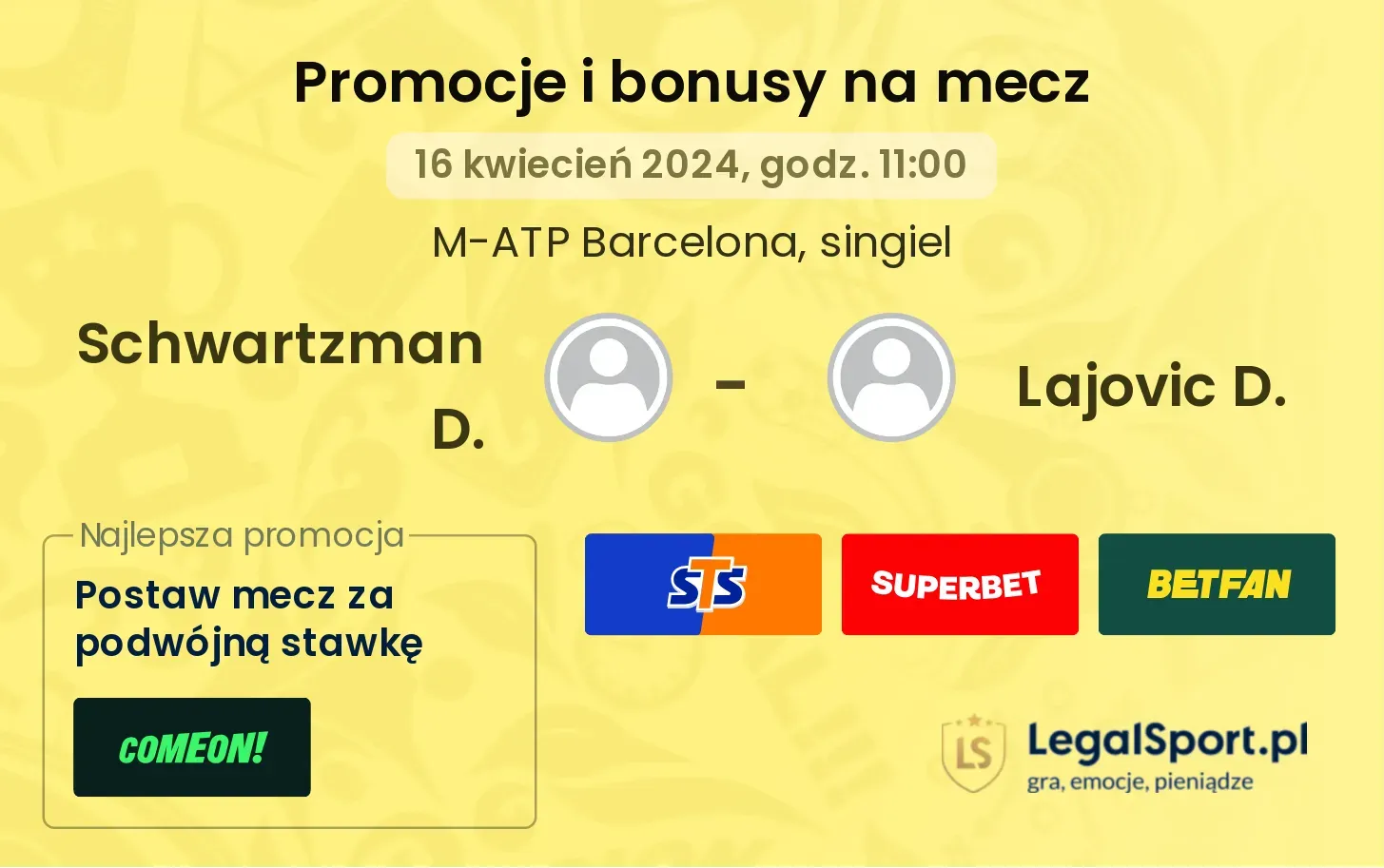 Schwartzman D. - Lajovic D. promocje bonusy na mecz
