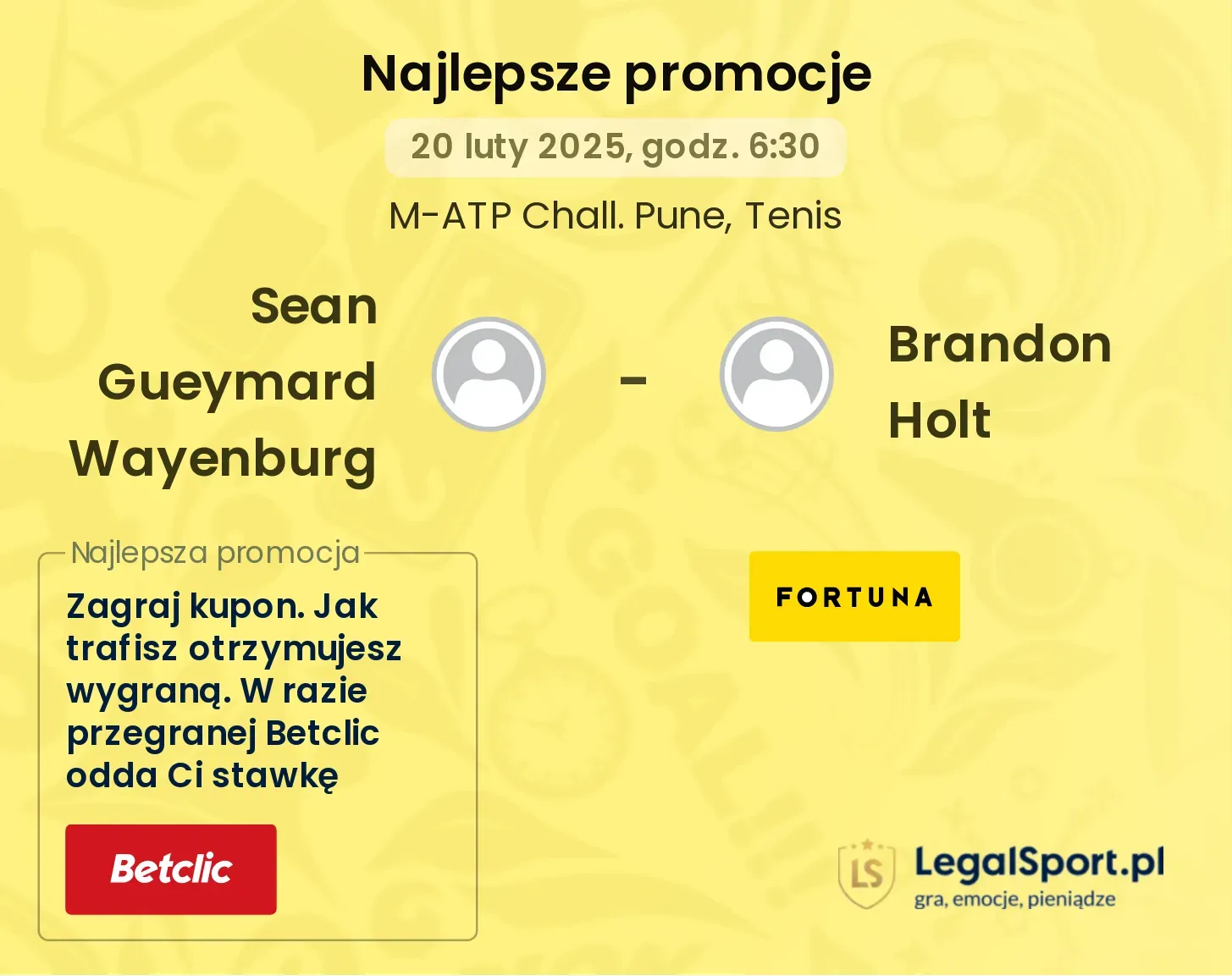 Sean Gueymard Wayenburg - Brandon Holt promocje u bukmacherów