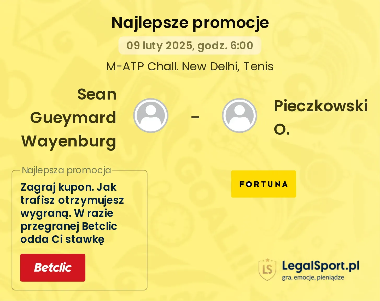 Sean Gueymard Wayenburg - Pieczkowski O. promocje u bukmacherów