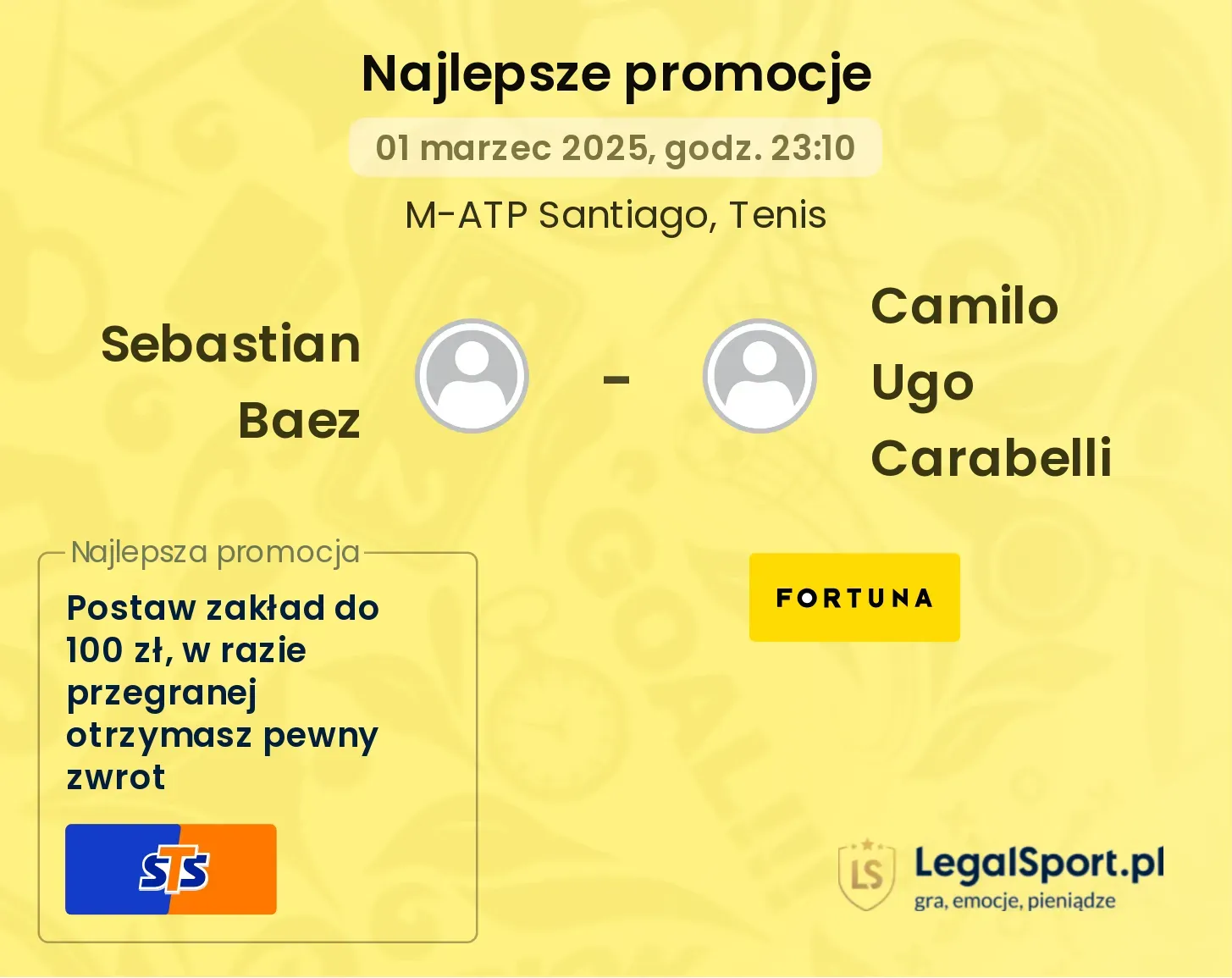 Sebastian Baez - Camilo Ugo Carabelli promocje bukmacherskie