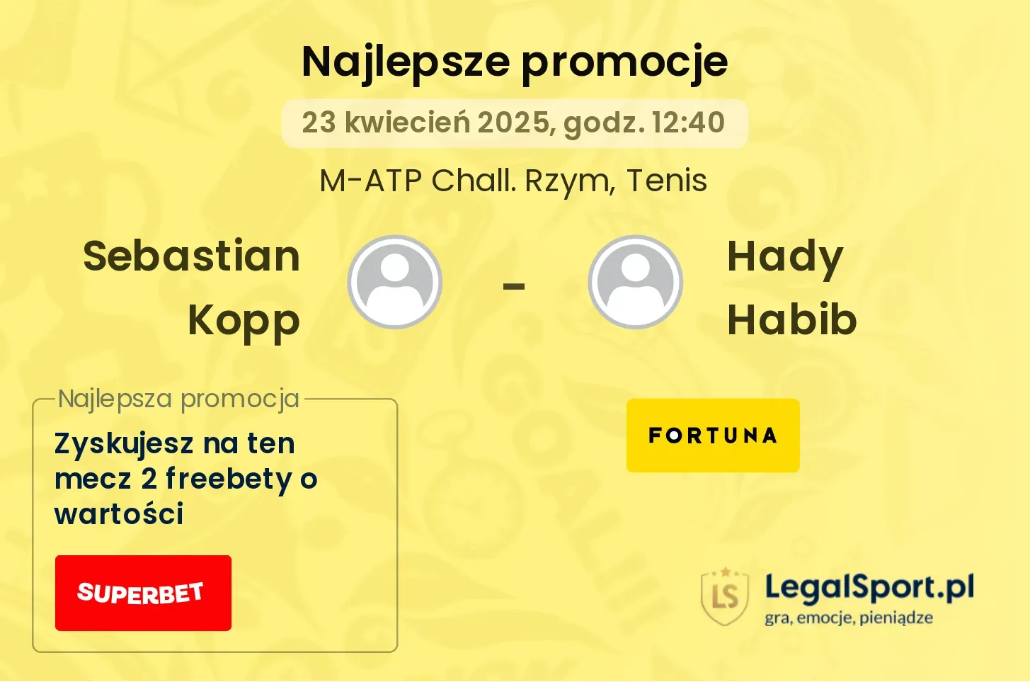 Sebastian Kopp - Hady Habib promocje u bukmacherów