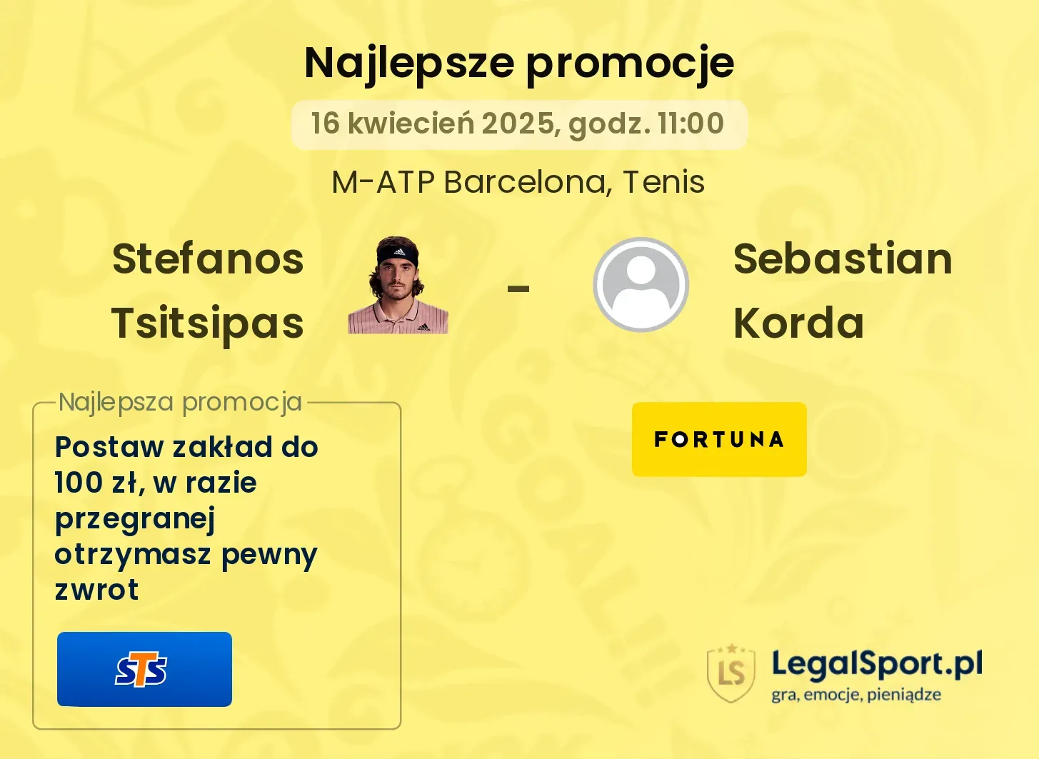 Stefanos Tsitsipas - Sebastian Korda promocje u bukmacherów
