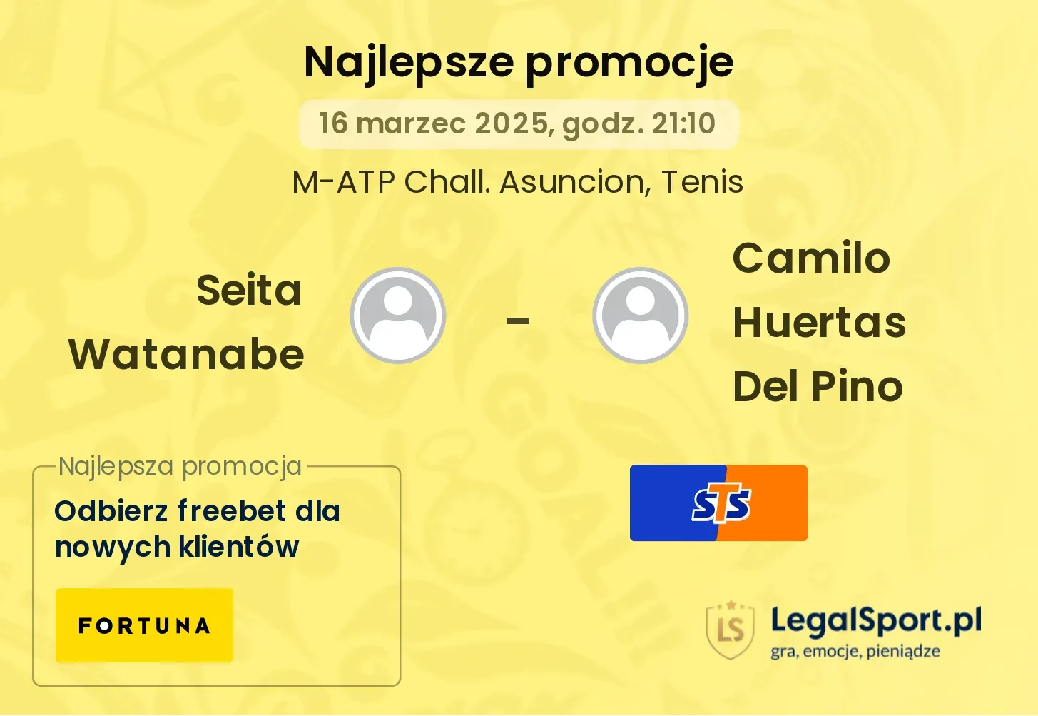 Seita Watanabe - Camilo Huertas Del Pino promocje u bukmacherów