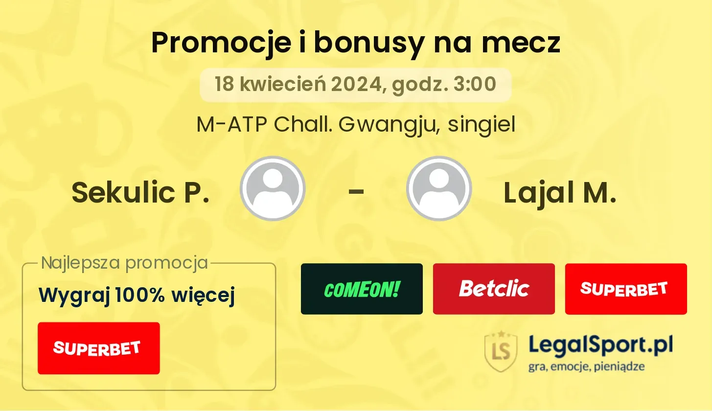 Sekulic P. - Lajal M. promocje bonusy na mecz
