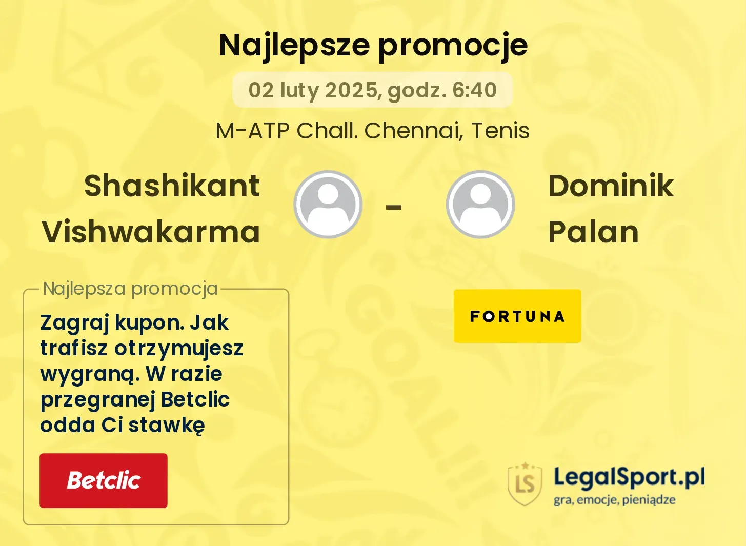 Shashikant Vishwakarma - Dominik Palan promocje u bukmacherów