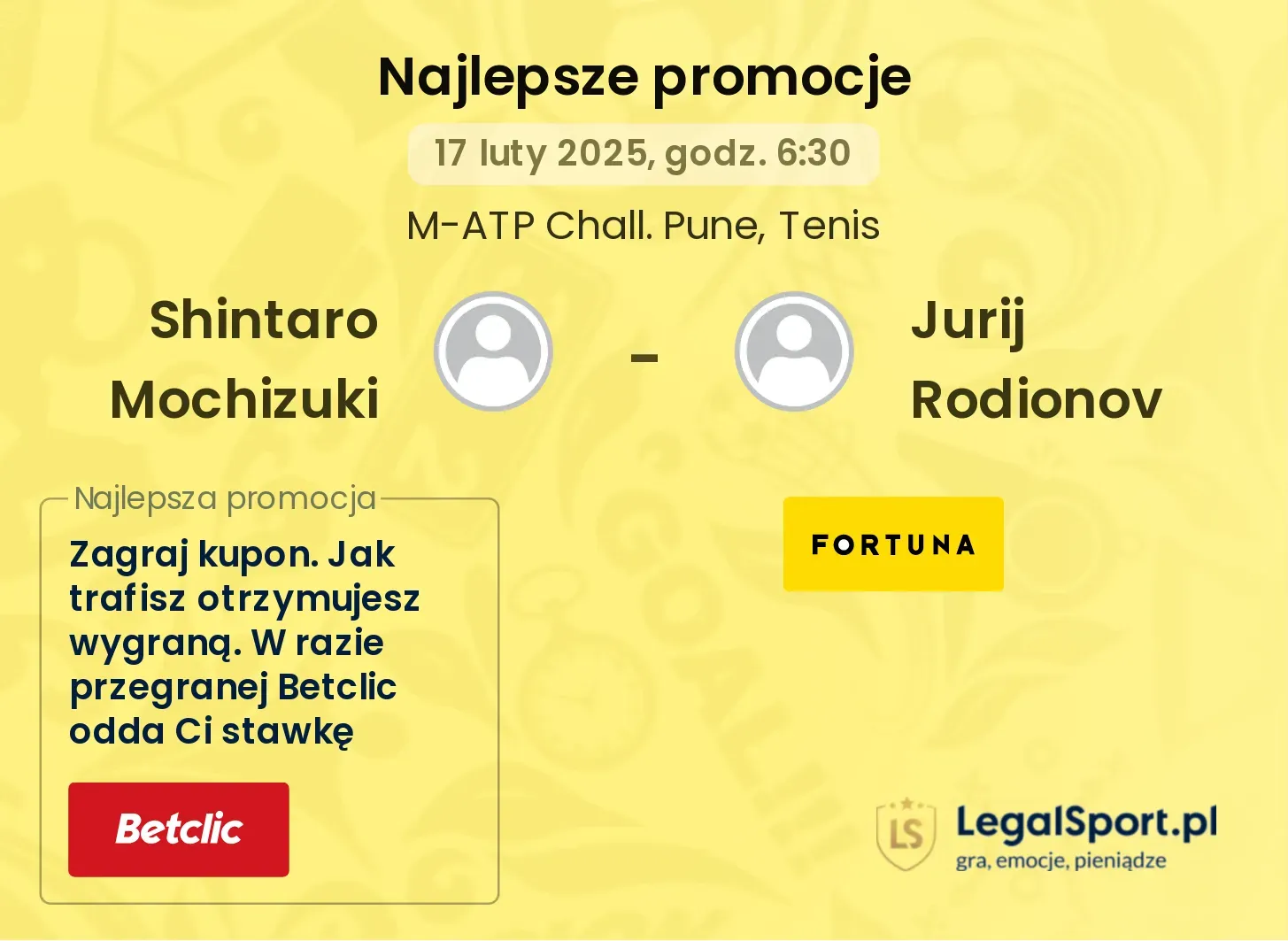Shintaro Mochizuki - Jurij Rodionov promocje bukmacherskie