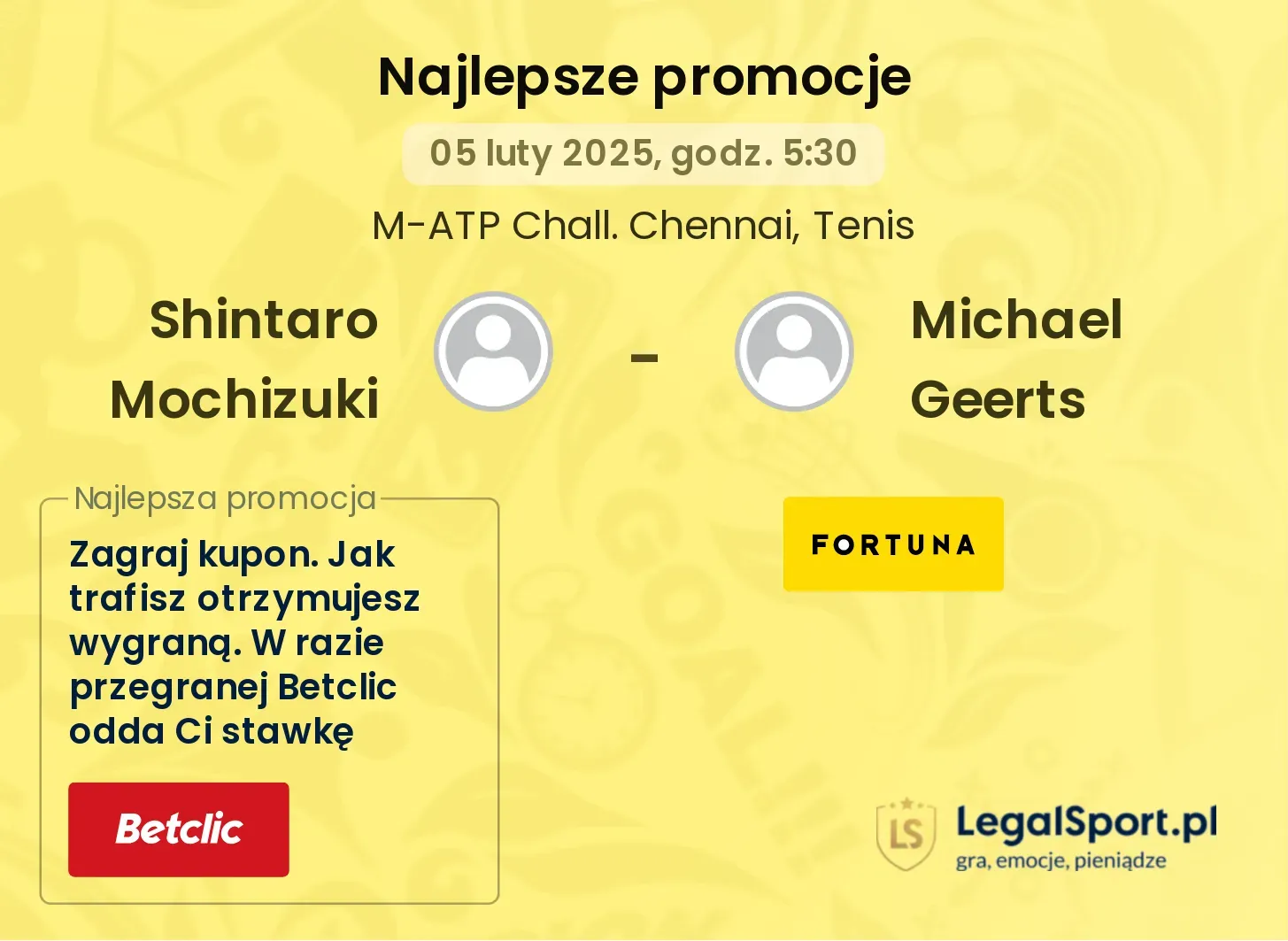 Shintaro Mochizuki - Michael Geerts promocje bukmacherskie