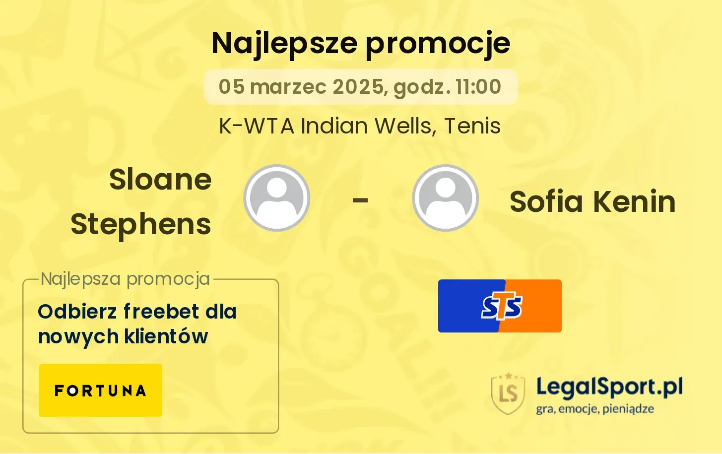 Sloane Stephens - Sofia Kenin promocje u bukmacherów
