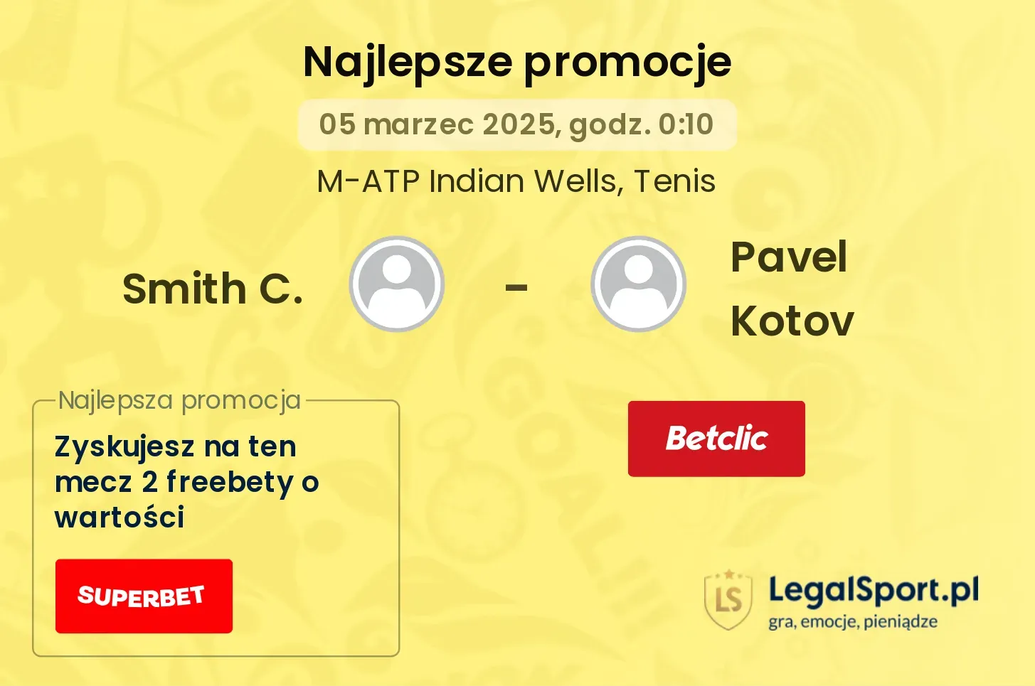 Smith C. - Pavel Kotov promocje u bukmacherów