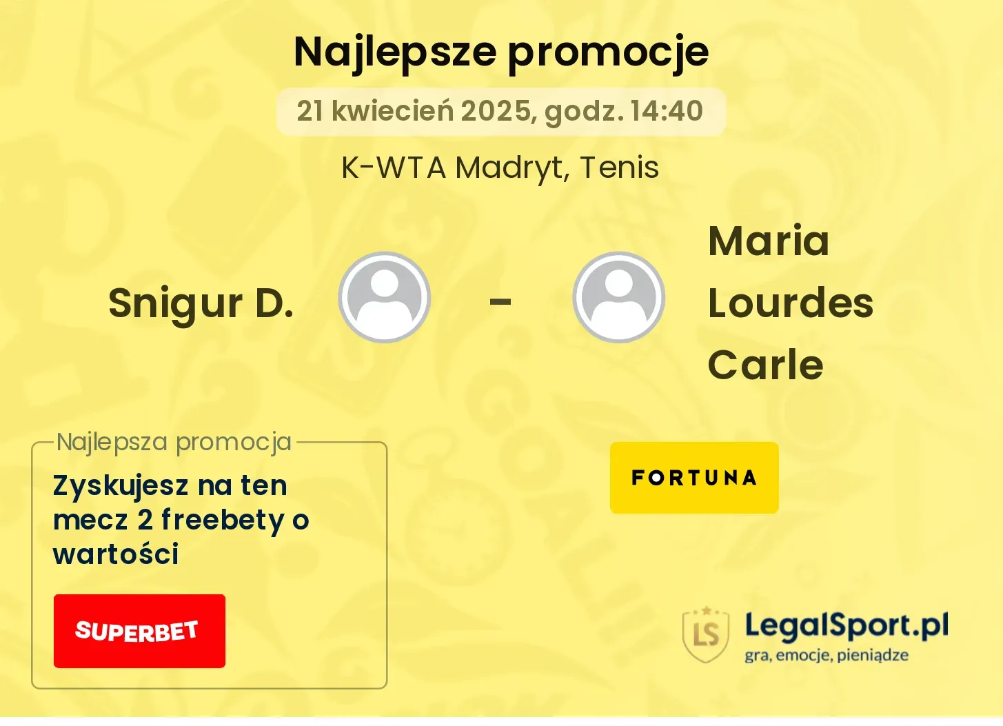 Snigur D. - Maria Lourdes Carle promocje bukmacherskie