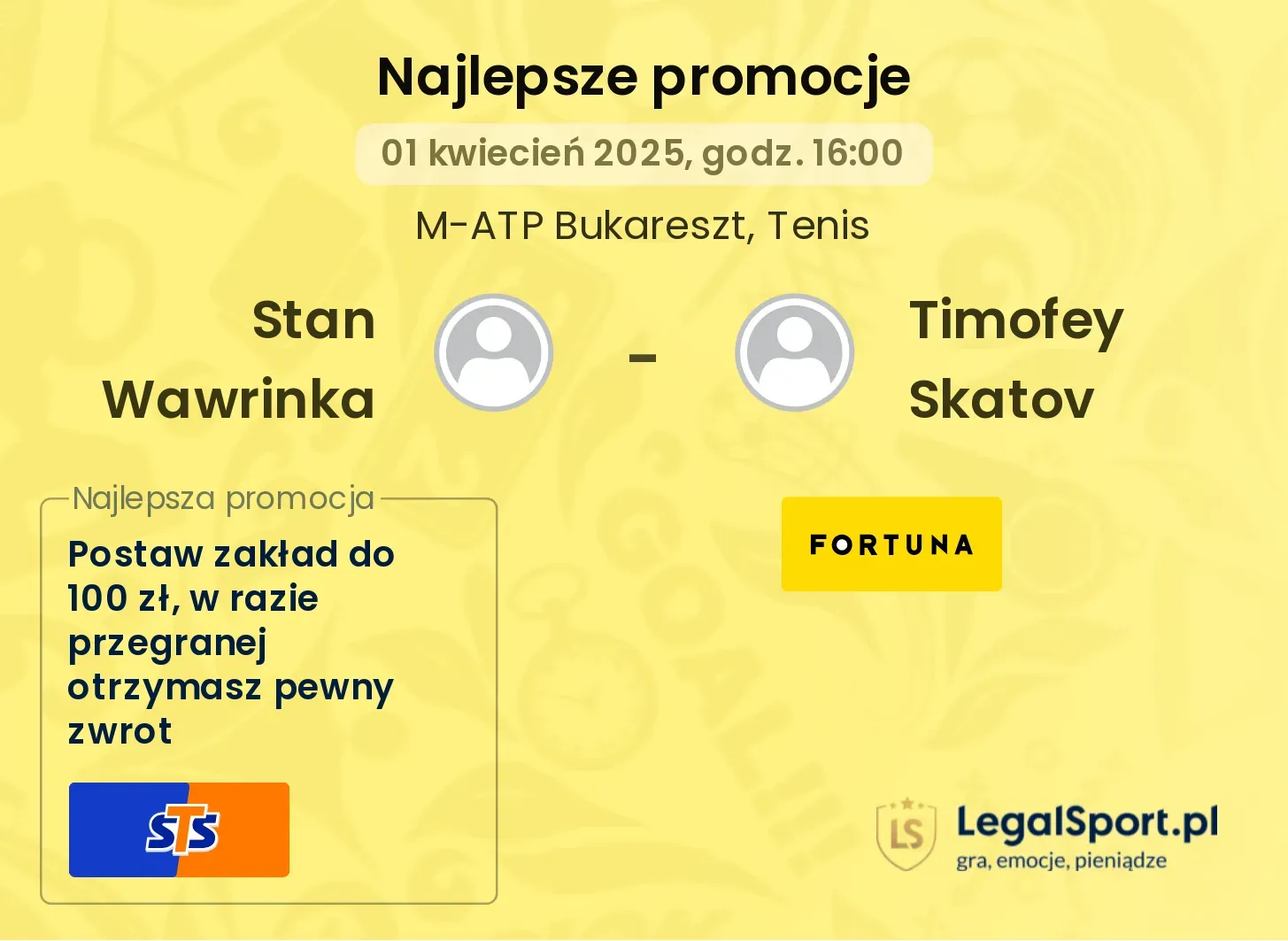 Stan Wawrinka - Timofey Skatov promocje u bukmacherów