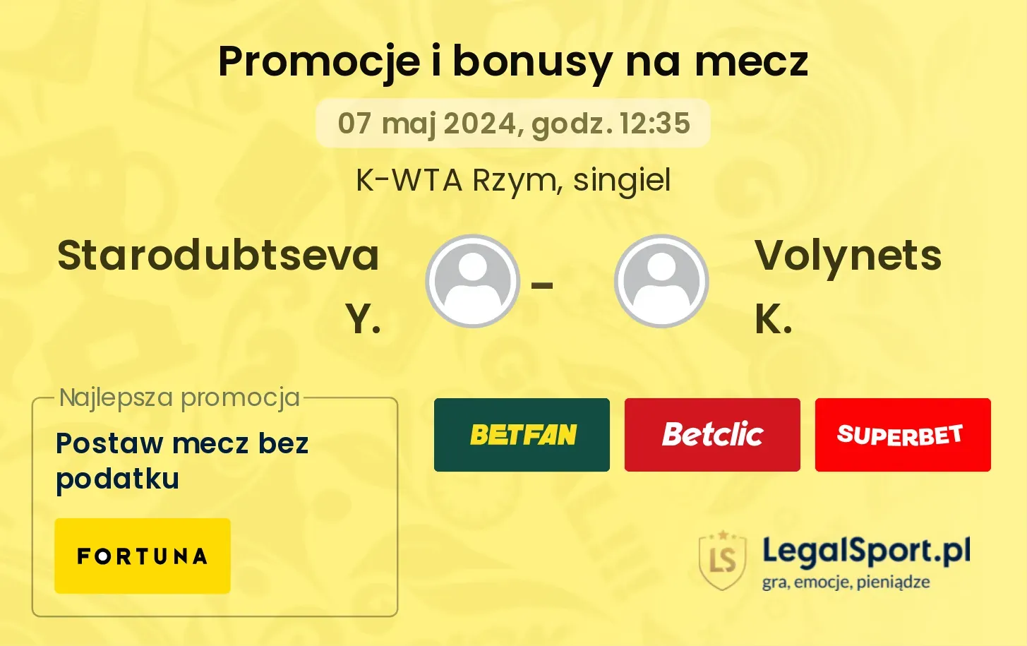 Starodubtseva Y. - Volynets K. promocje bonusy na mecz