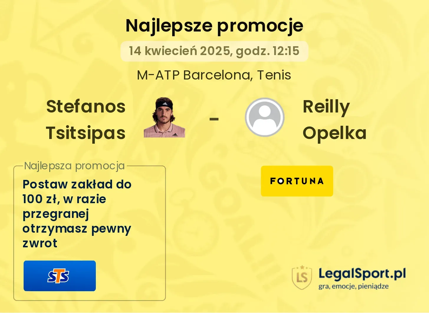 Stefanos Tsitsipas - Reilly Opelka promocje u bukmacherów