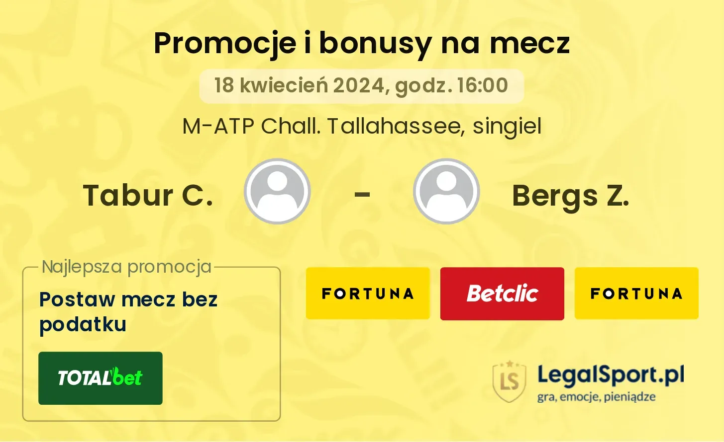 Tabur C. - Bergs Z. promocje bonusy na mecz