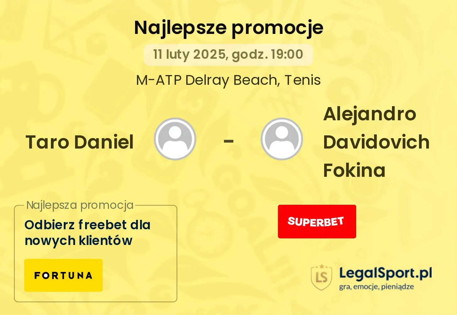 Taro Daniel - Alejandro Davidovich Fokina promocje u bukmacherów