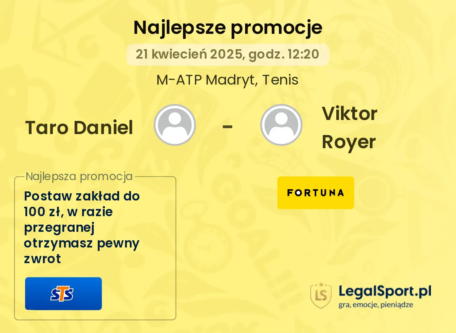 Taro Daniel - Viktor Royer promocje u bukmacherów