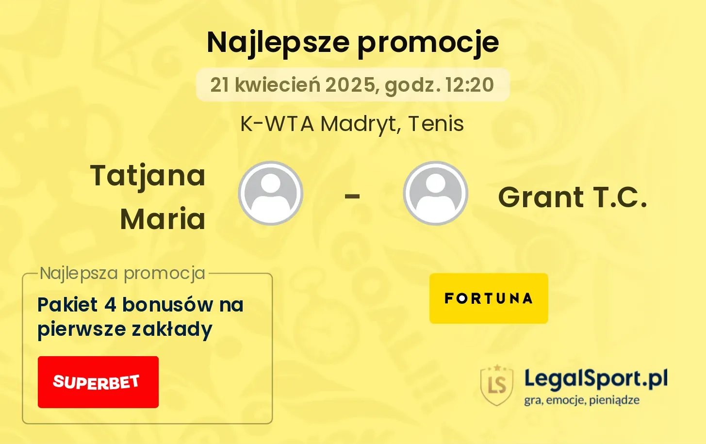Tatjana Maria - Grant T.C. promocje u bukmacherów