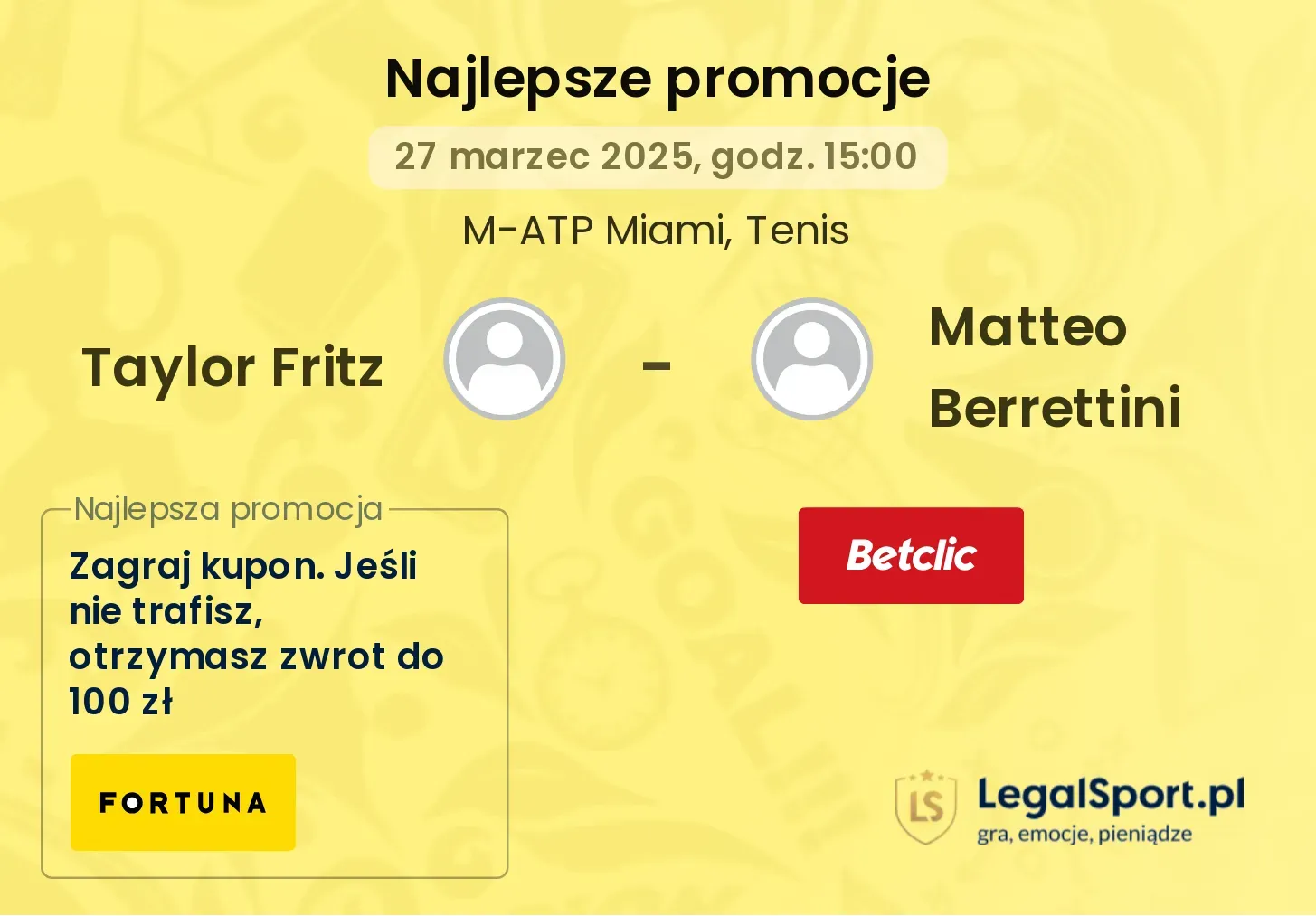 Taylor Fritz - Matteo Berrettini promocje u bukmacherów