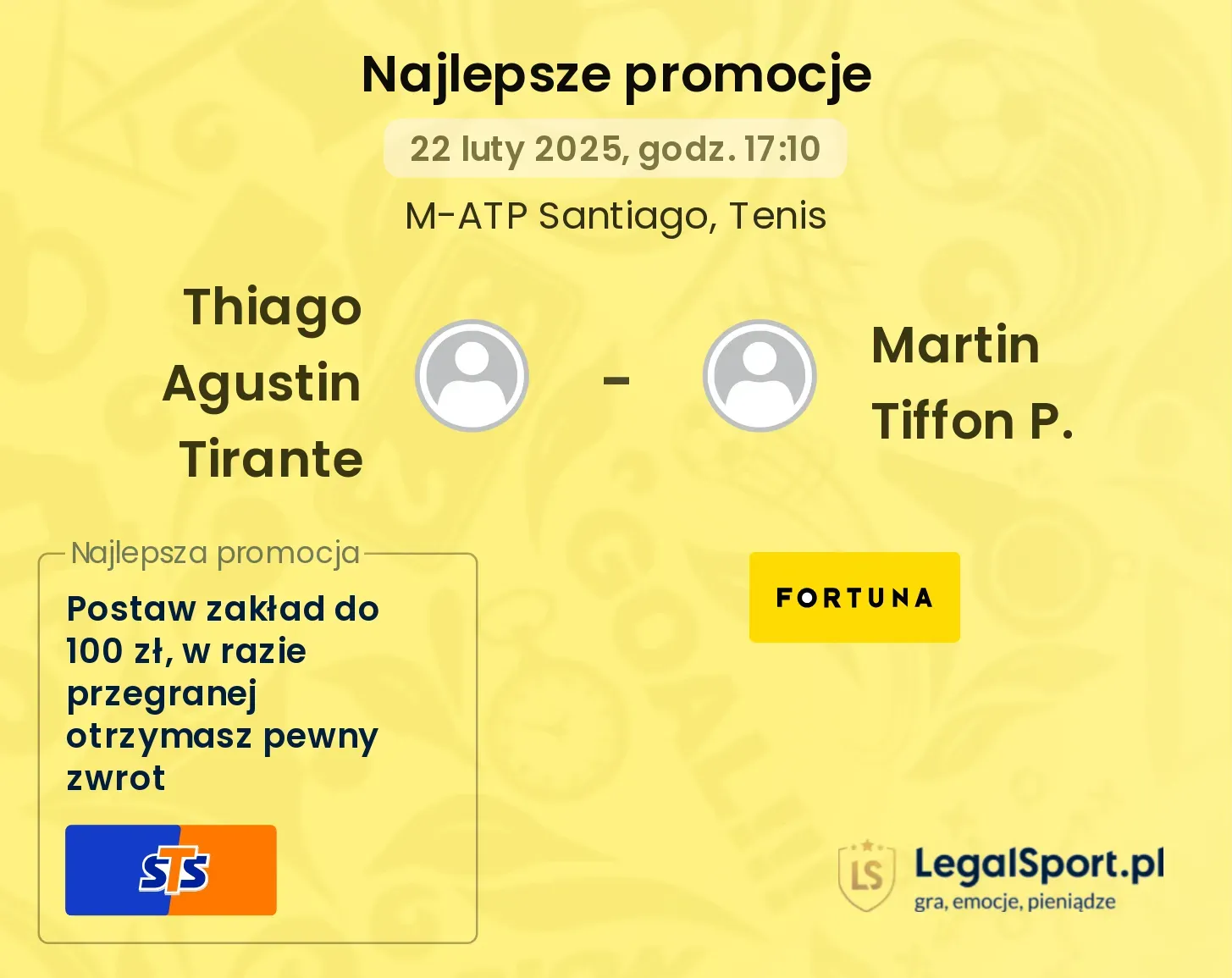 Thiago Agustin Tirante - Martin Tiffon P. promocje u bukmacherów