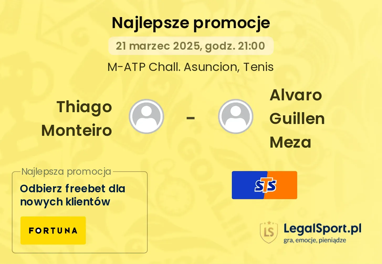 Thiago Monteiro - Alvaro Guillen Meza promocje bukmacherskie