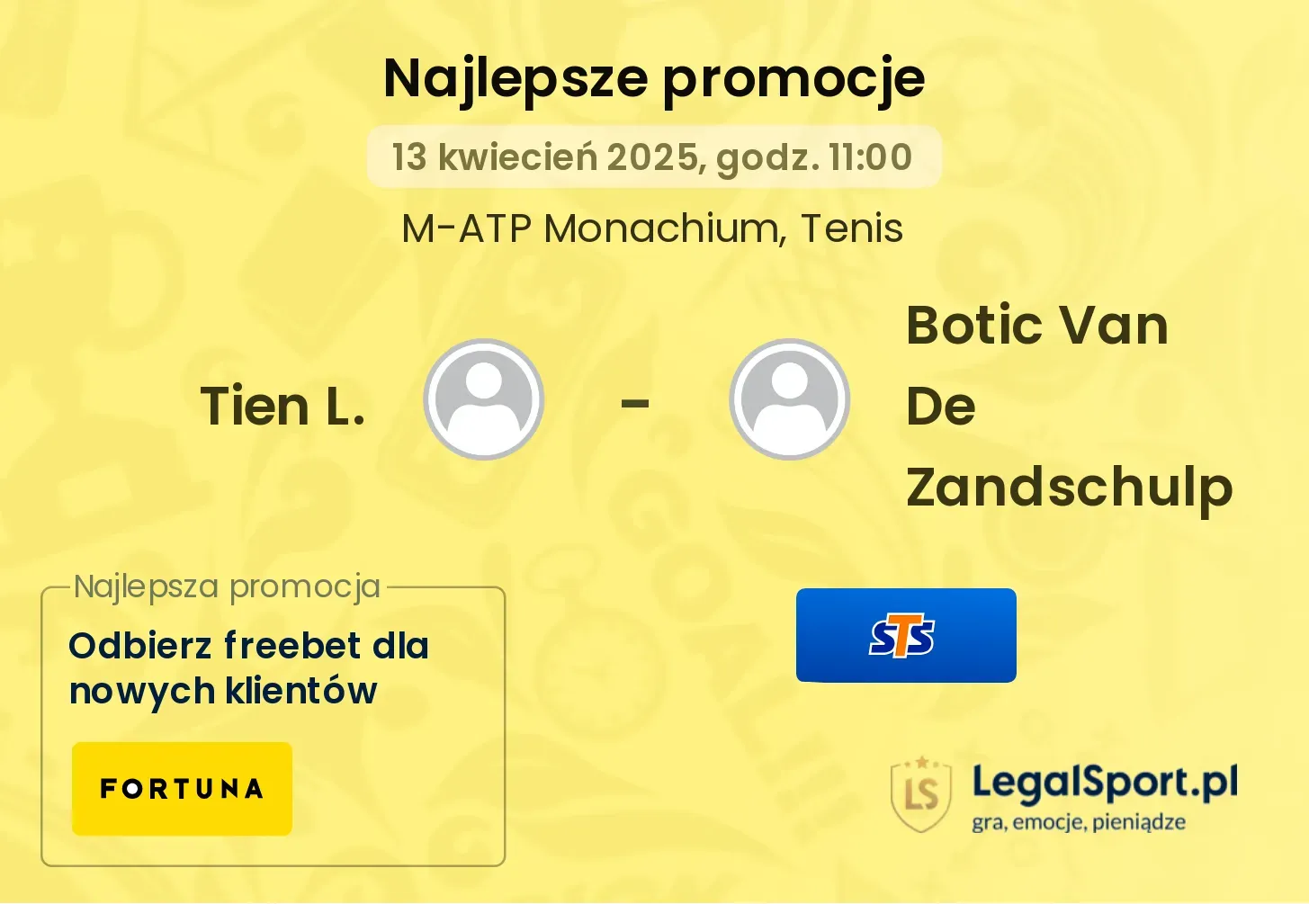 Tien L. - Botic Van De Zandschulp promocje u bukmacherów