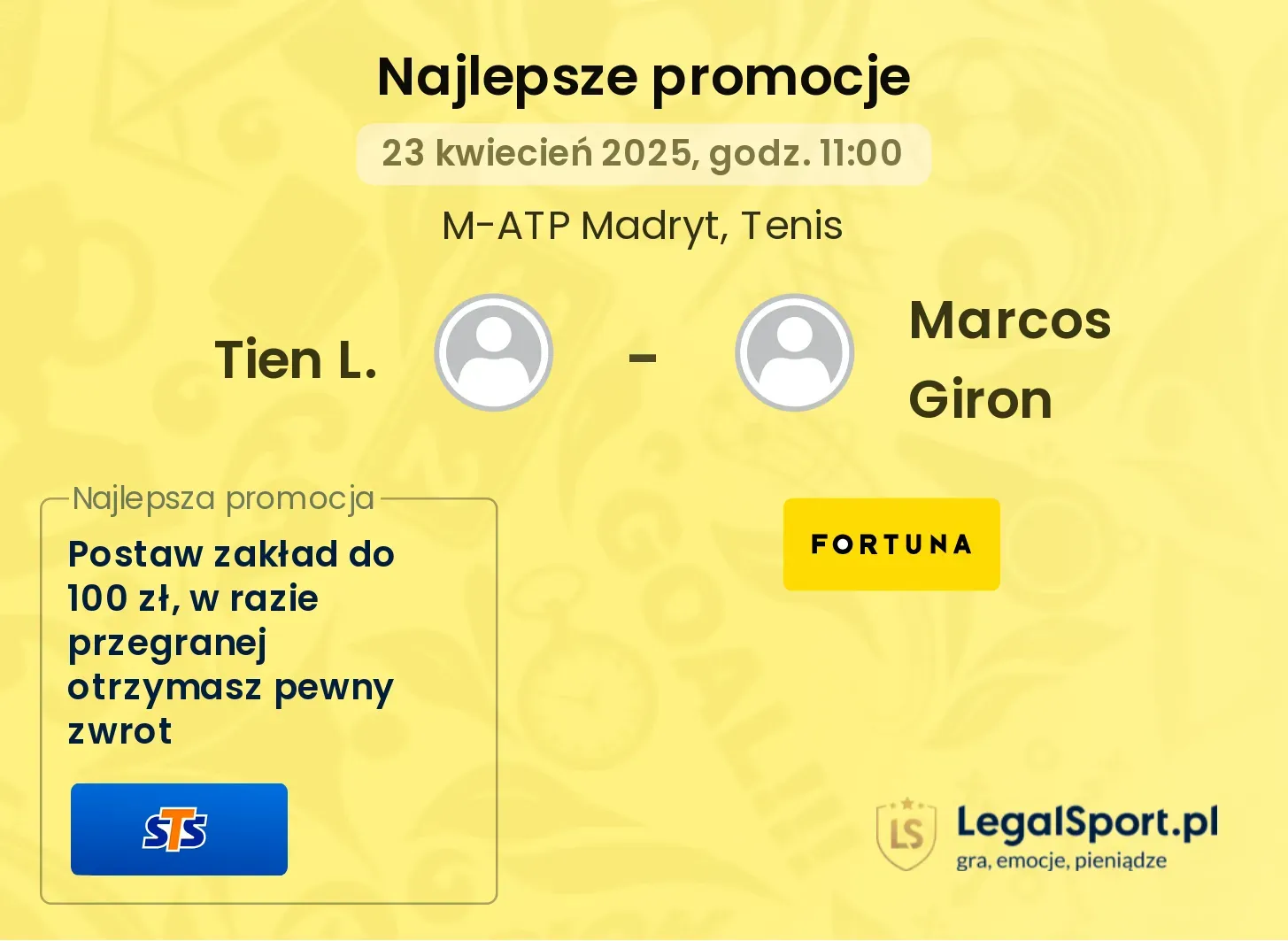 Tien L. - Marcos Giron promocje bukmacherskie