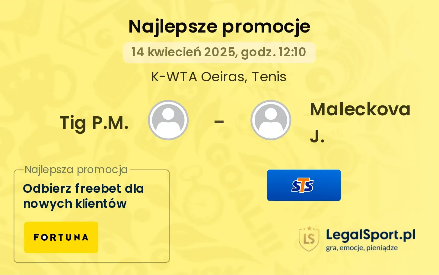 Tig P.M. - Maleckova J. promocje u bukmacherów
