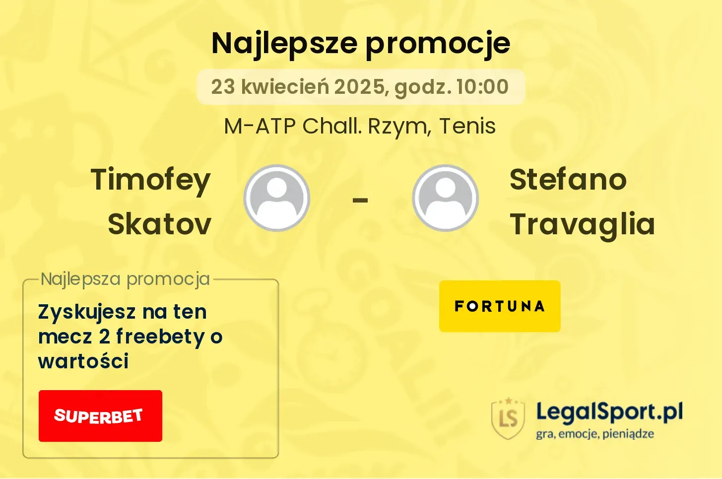 Timofey Skatov - Stefano Travaglia promocje u bukmacherów