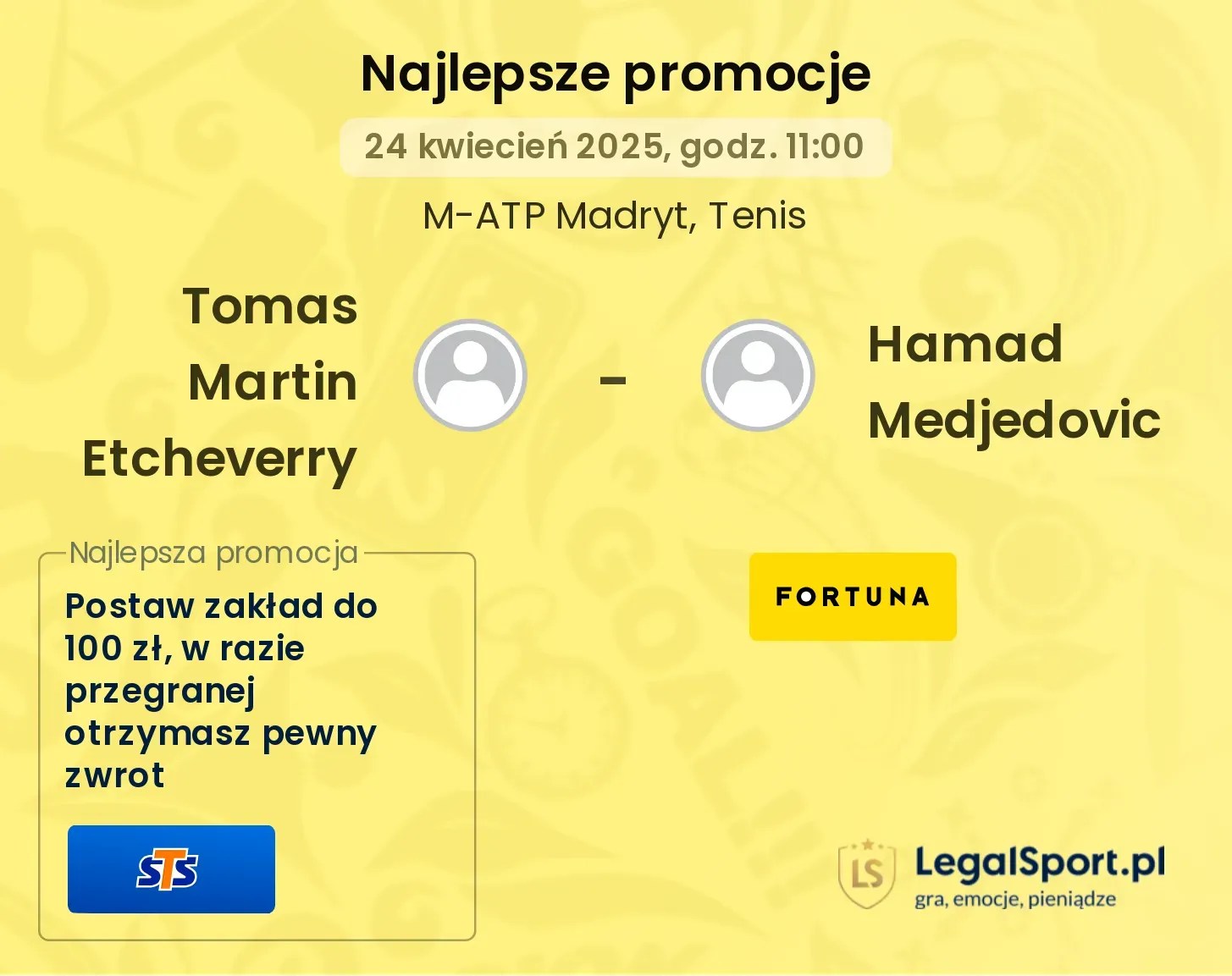 Tomas Martin Etcheverry - Hamad Medjedovic promocje u bukmacherów