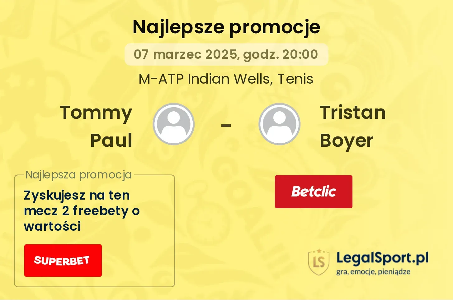 Tommy Paul - Tristan Boyer promocje bukmacherskie