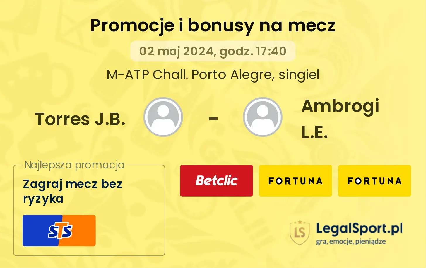 Torres J.B. - Ambrogi L.E. promocje bonusy na mecz