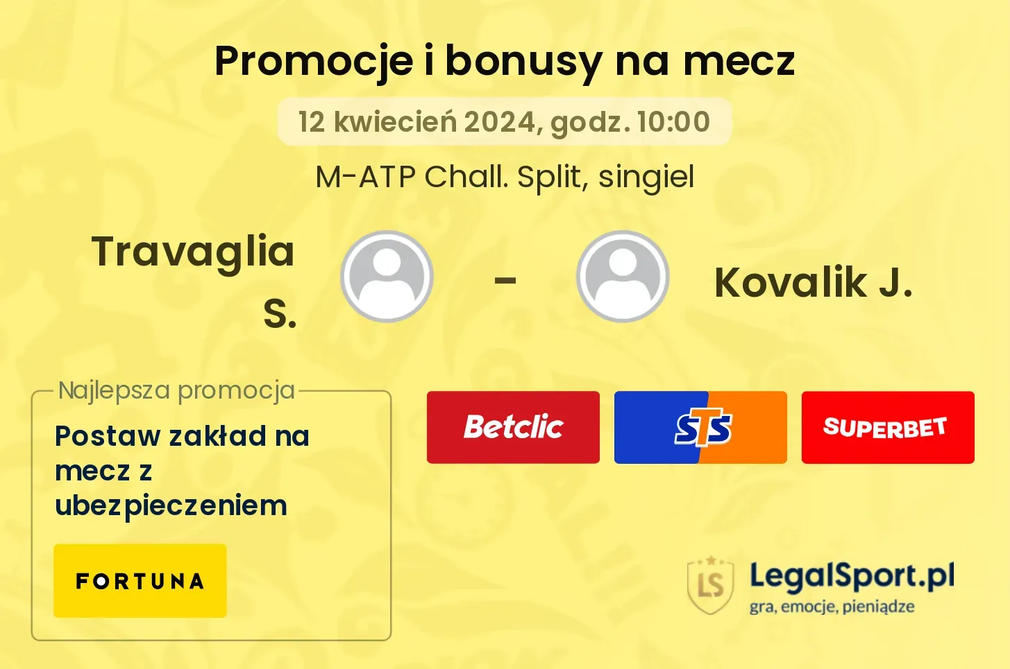 Travaglia S. - Kovalik J. promocje bonusy na mecz