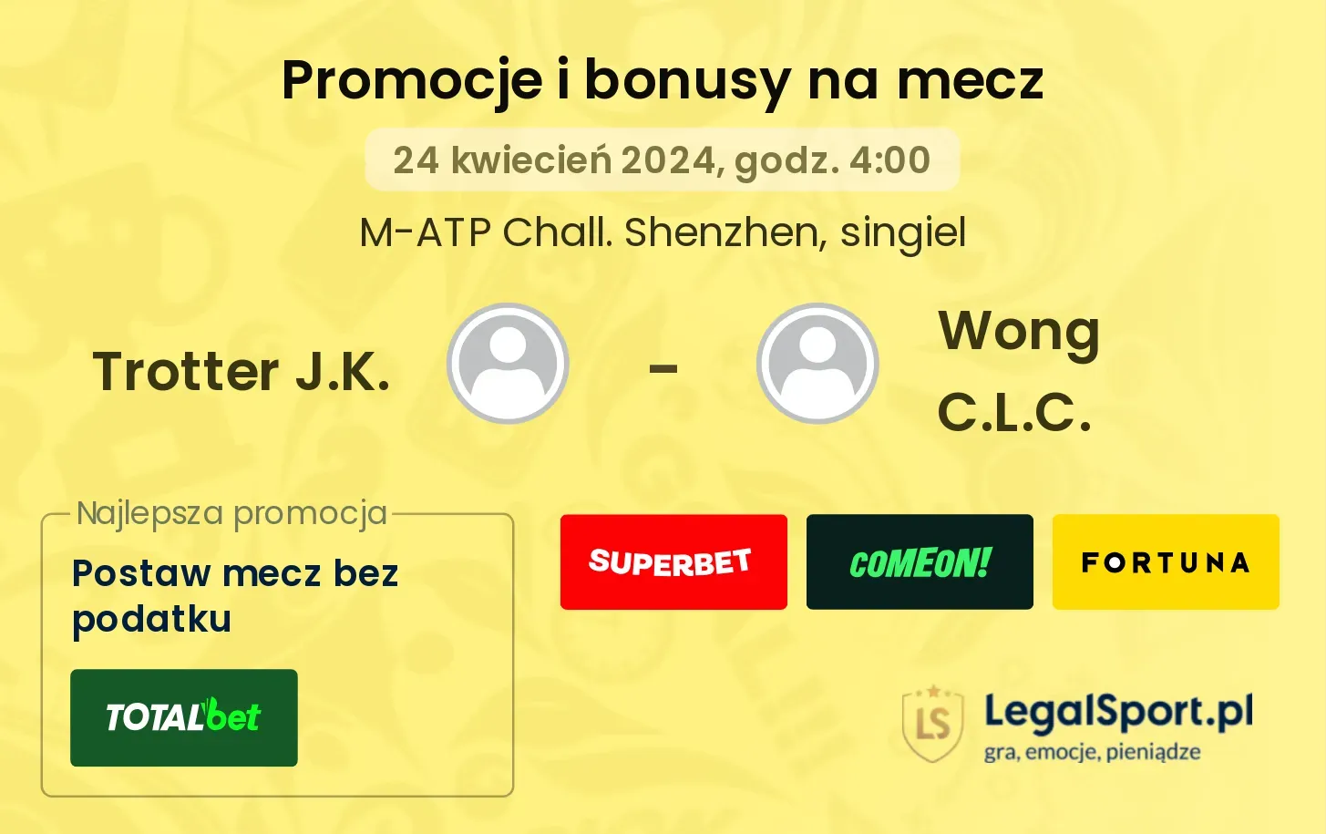 Trotter J.K. - Wong C.L.C. promocje bonusy na mecz