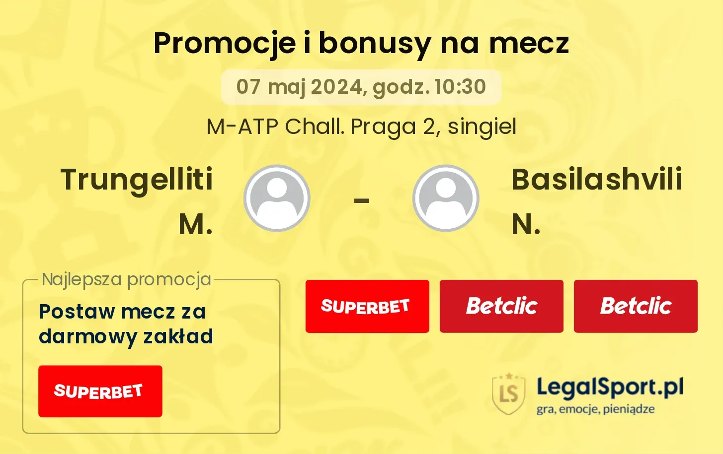 Trungelliti M. - Basilashvili N. promocje bonusy na mecz