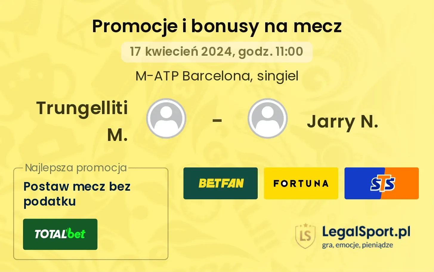 Trungelliti M. - Jarry N. promocje bonusy na mecz