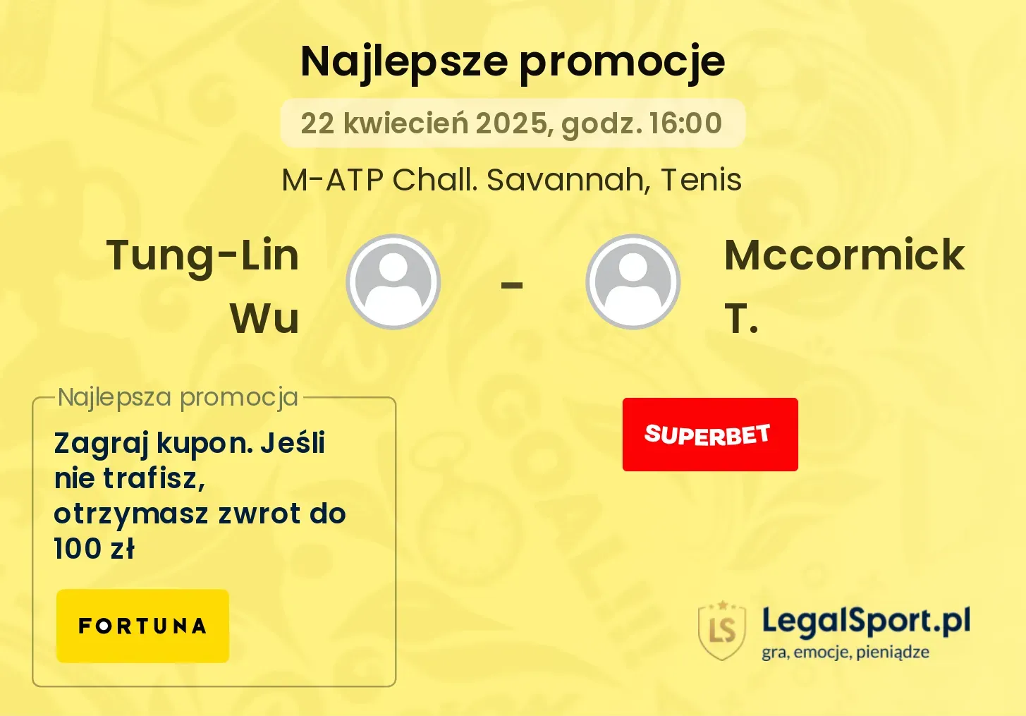 Tung-Lin Wu - Mccormick T. promocje bukmacherskie