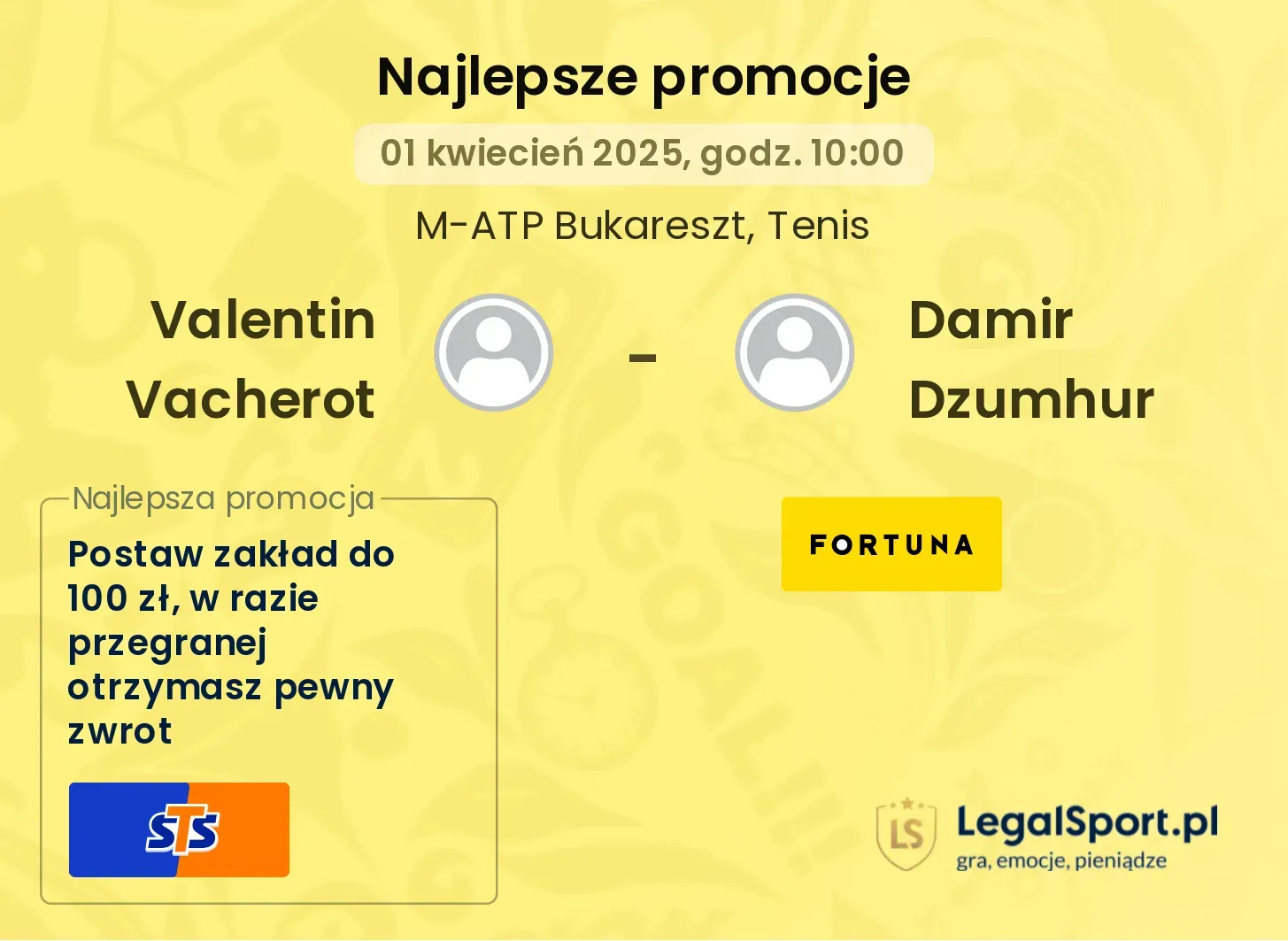 Valentin Vacherot - Damir Dzumhur promocje bukmacherskie