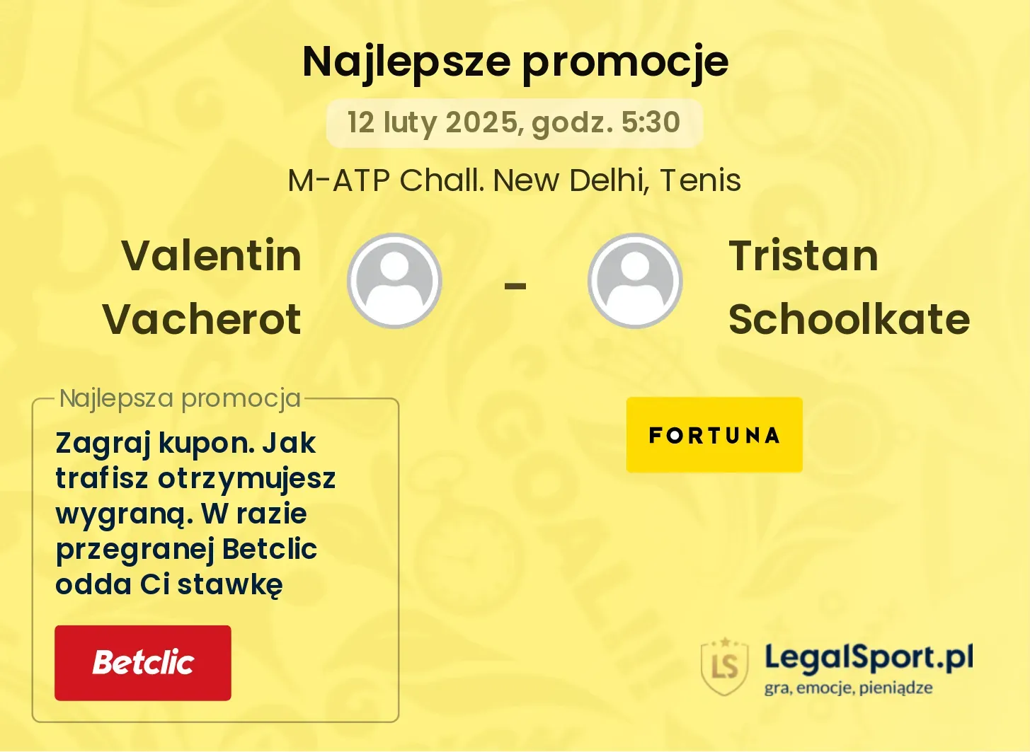 Valentin Vacherot - Tristan Schoolkate promocje bukmacherskie