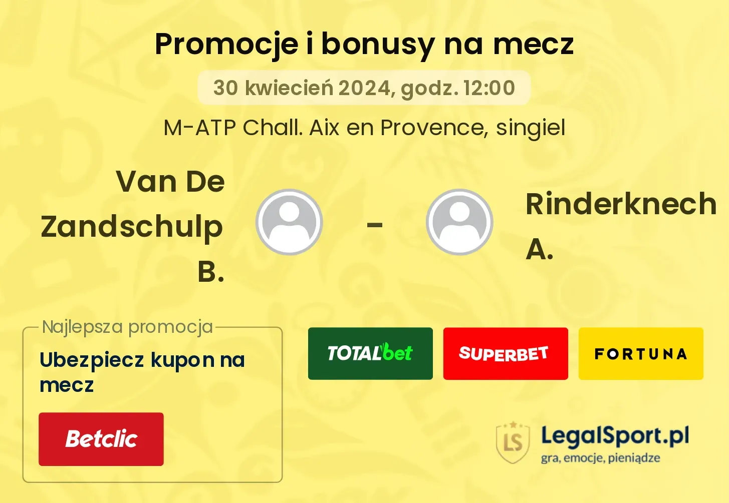 Van De Zandschulp B. - Rinderknech A. promocje bonusy na mecz