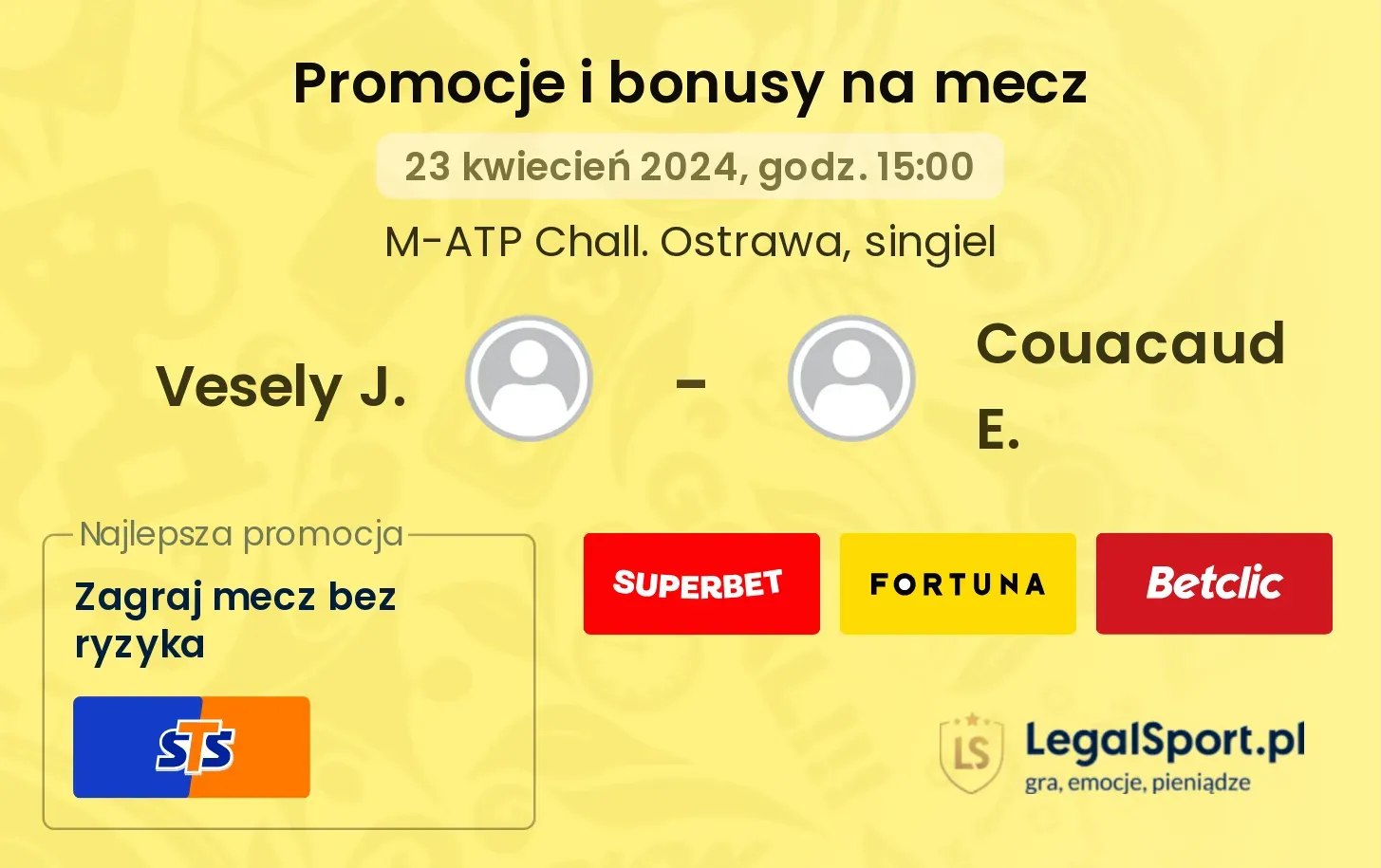 Vesely J. - Couacaud E. promocje bonusy na mecz