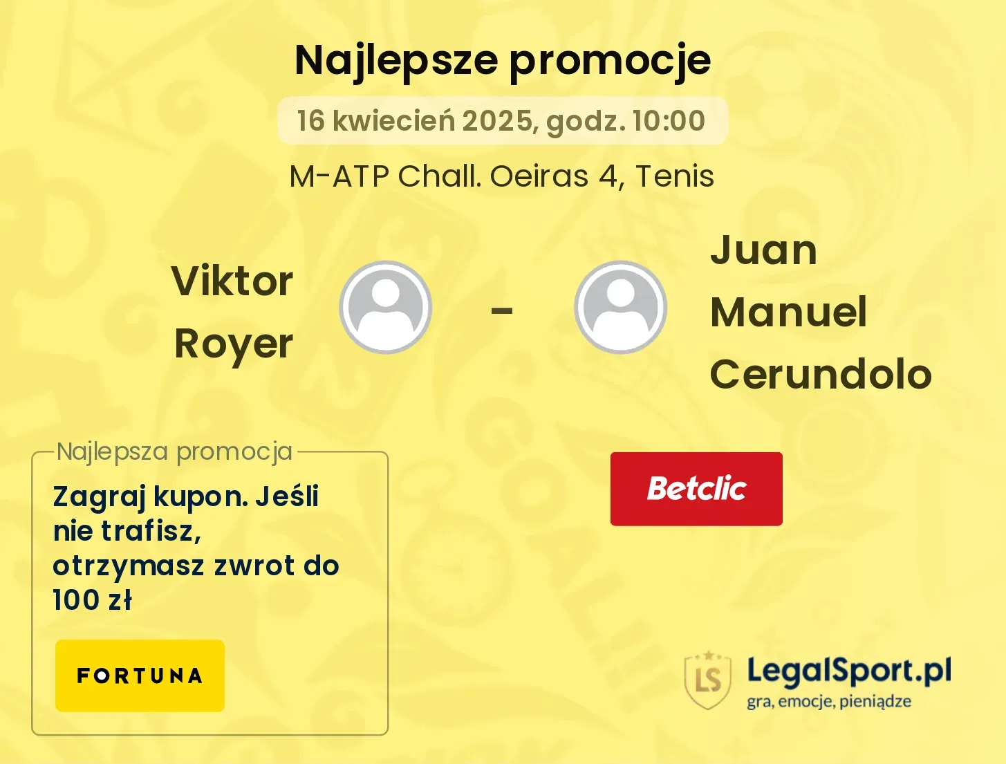 Viktor Royer - Juan Manuel Cerundolo promocje bukmacherskie
