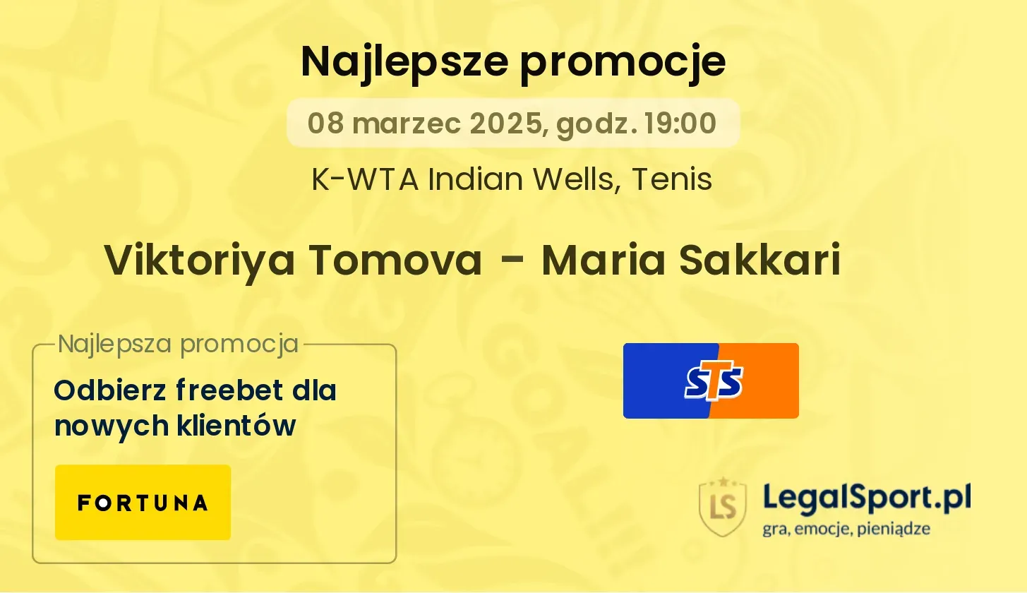 Viktoriya Tomova - Maria Sakkari promocje bukmacherskie