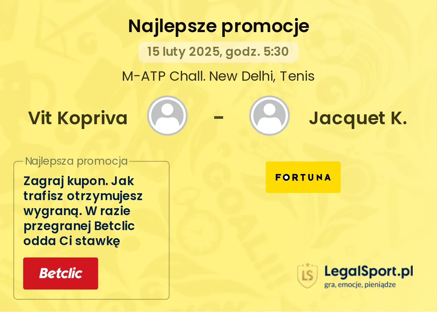 Vit Kopriva - Jacquet K. promocje u bukmacherów