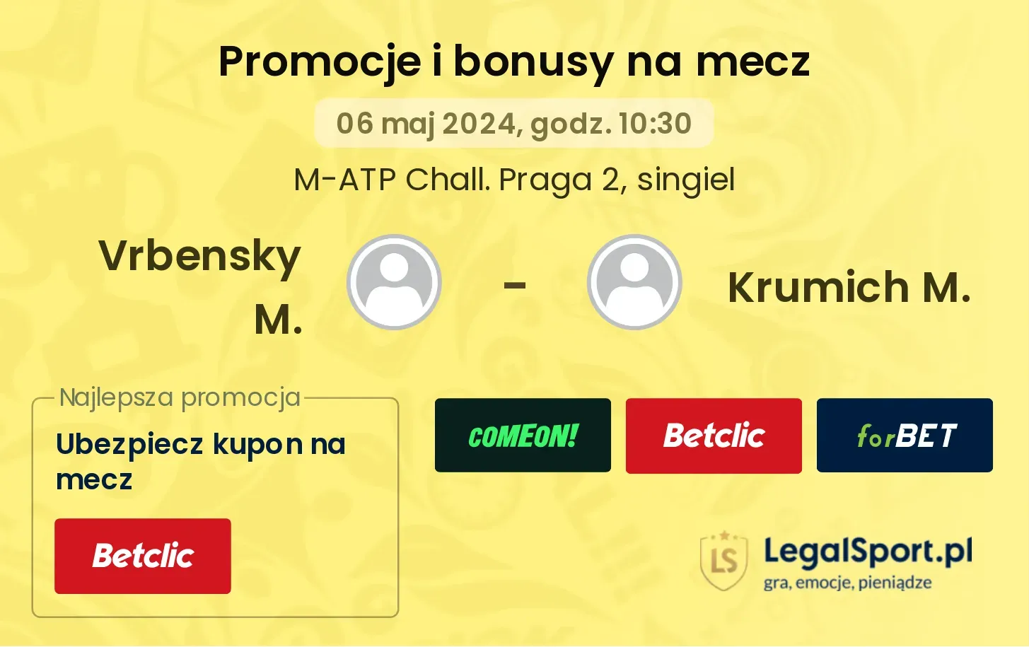 Vrbensky M. - Krumich M. promocje bonusy na mecz