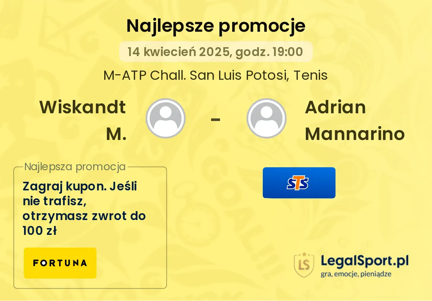 Wiskandt M. - Adrian Mannarino promocje bukmacherskie