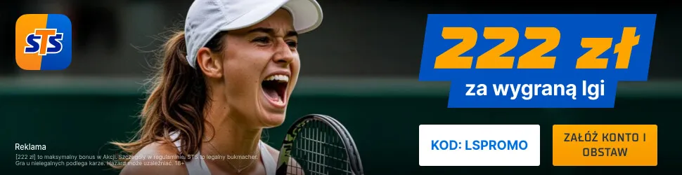222 zł od STS za wytypowanie zwycięstwa Świątek w dowolnym meczu WTA Finals
