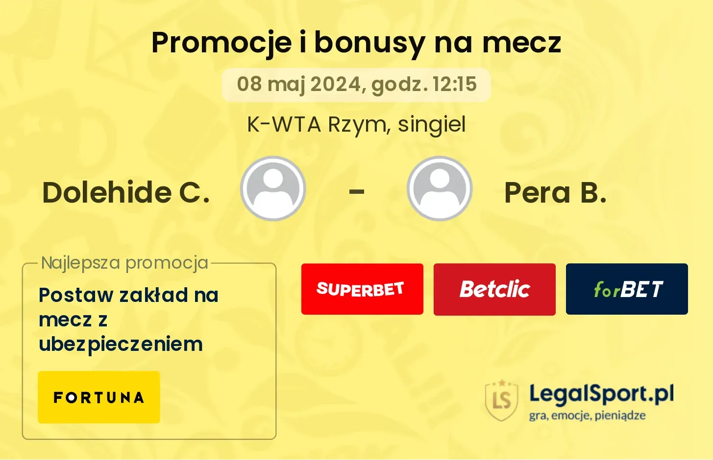 Dolehide C. - Pera B. promocje bonusy na mecz