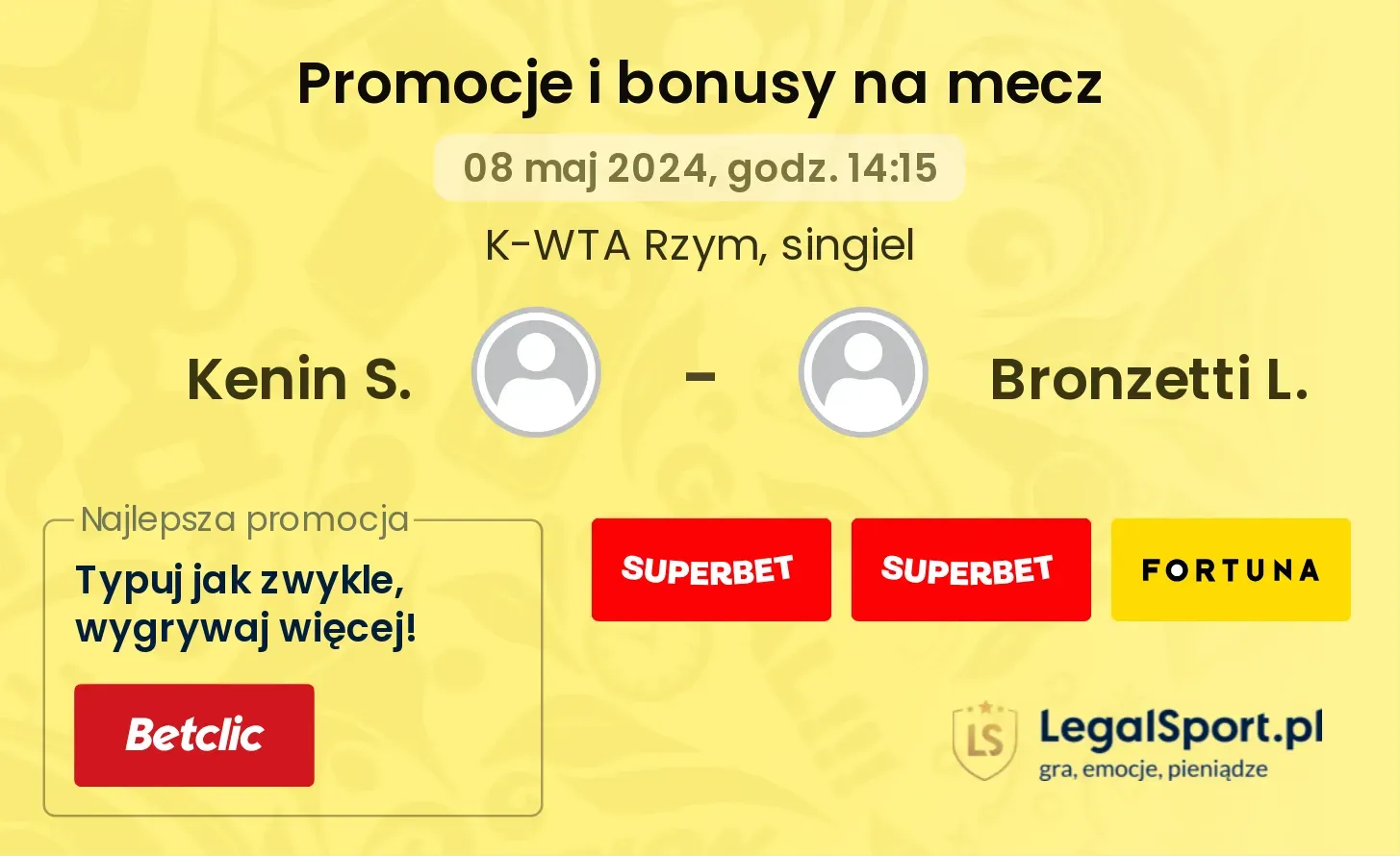 Kenin S. - Bronzetti L. promocje bonusy na mecz
