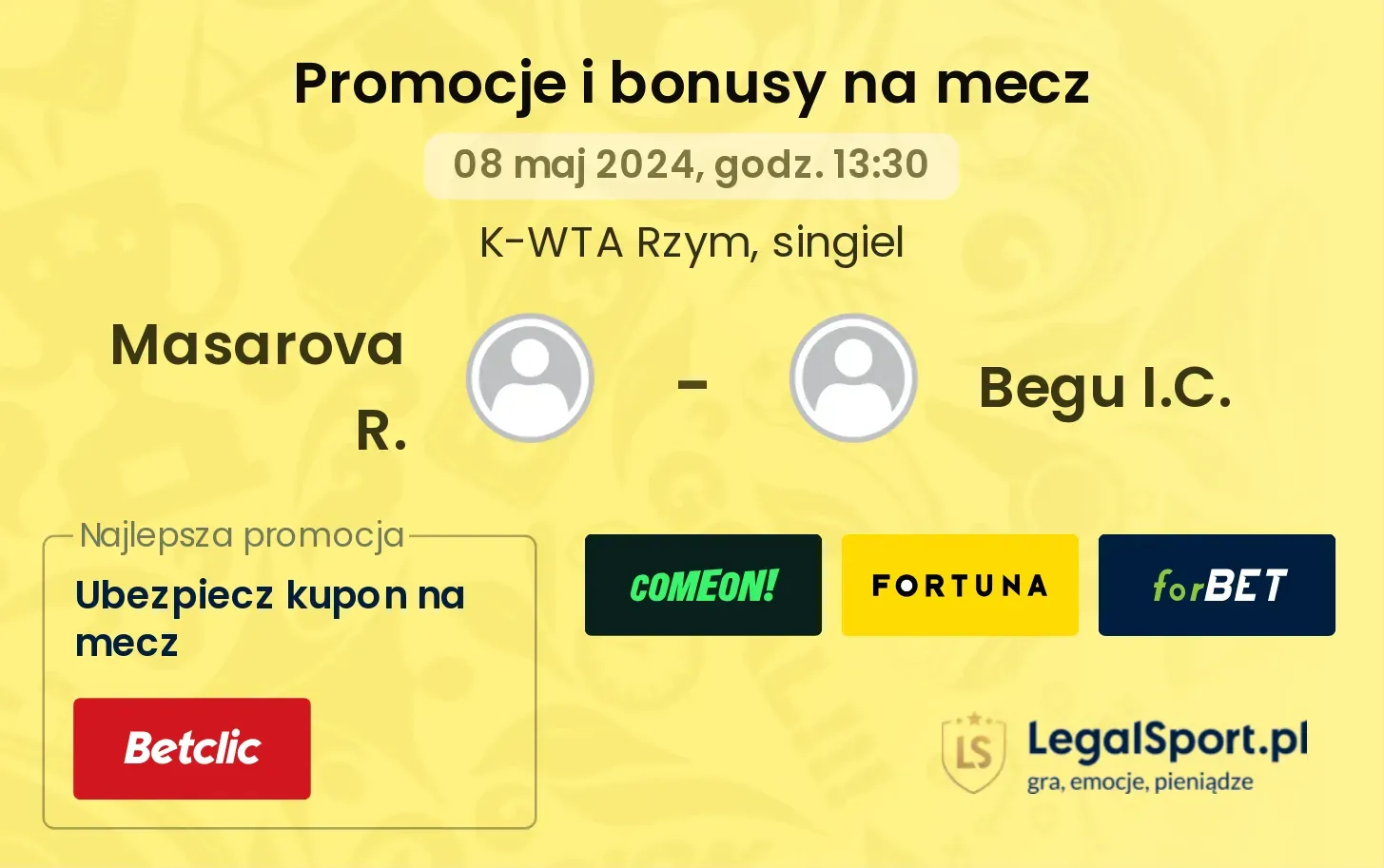 Masarova R. - Begu I.C. promocje bonusy na mecz