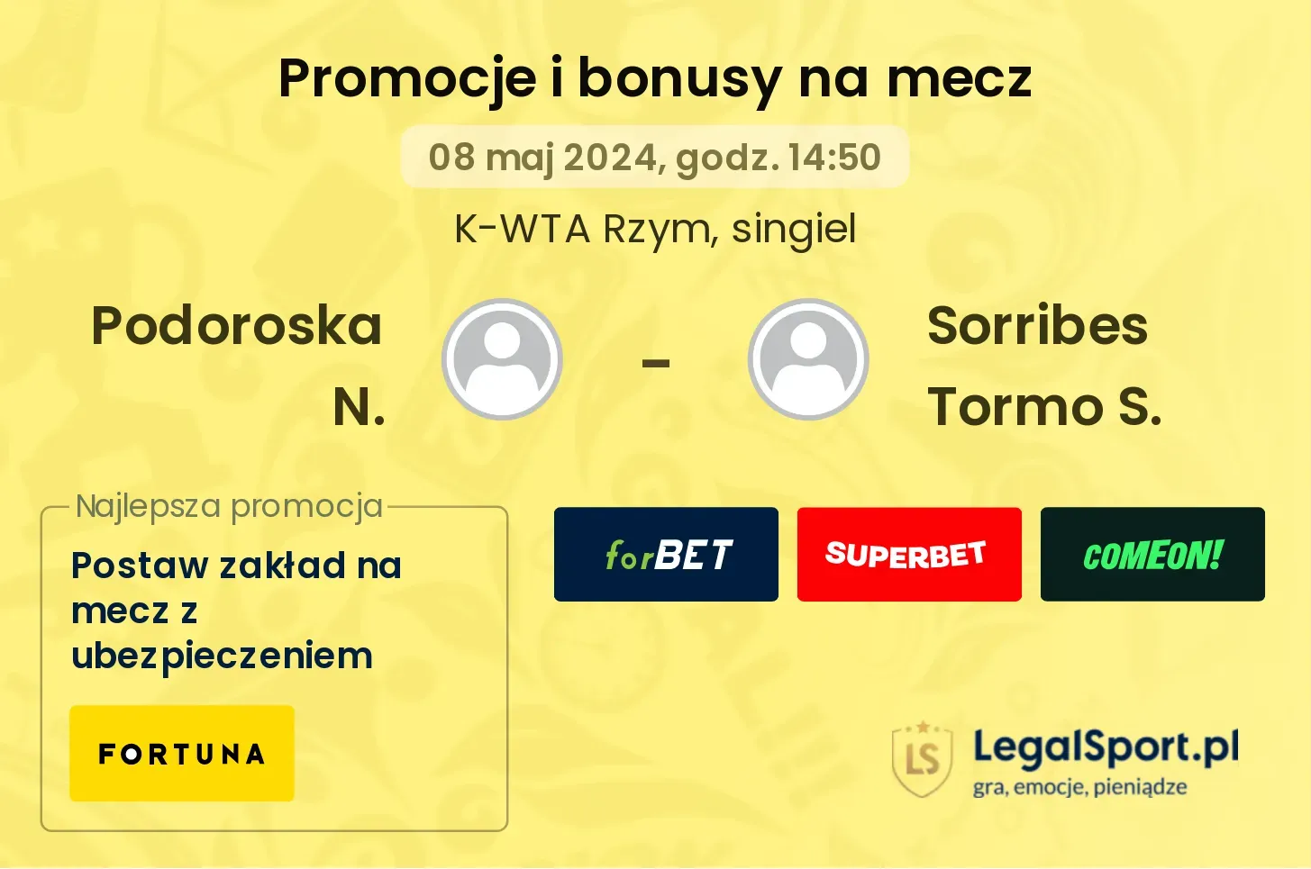 Podoroska N. - Sorribes Tormo S. promocje bonusy na mecz